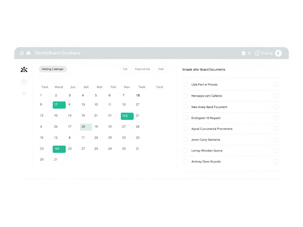 Convene for Good dashboard showing the meeting calendar and board document list